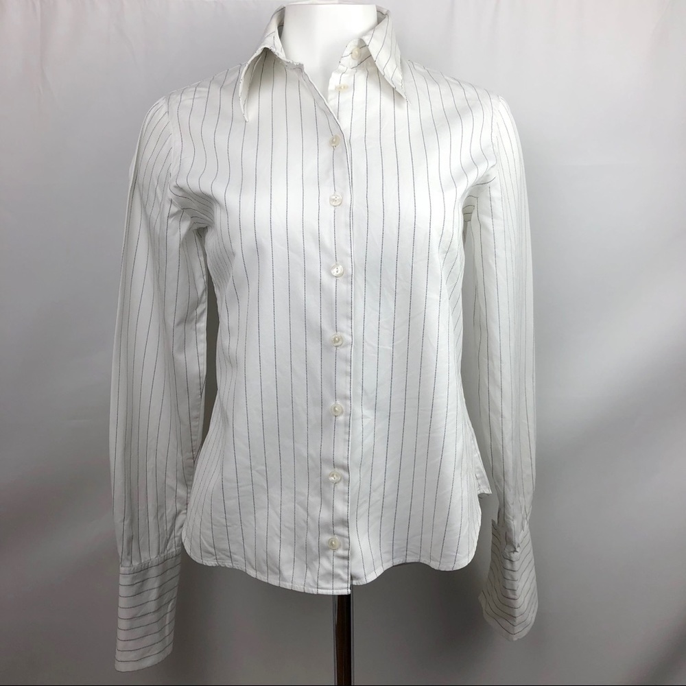 Anne Fontaine Pinstripe French Cuff Shirt Size 2